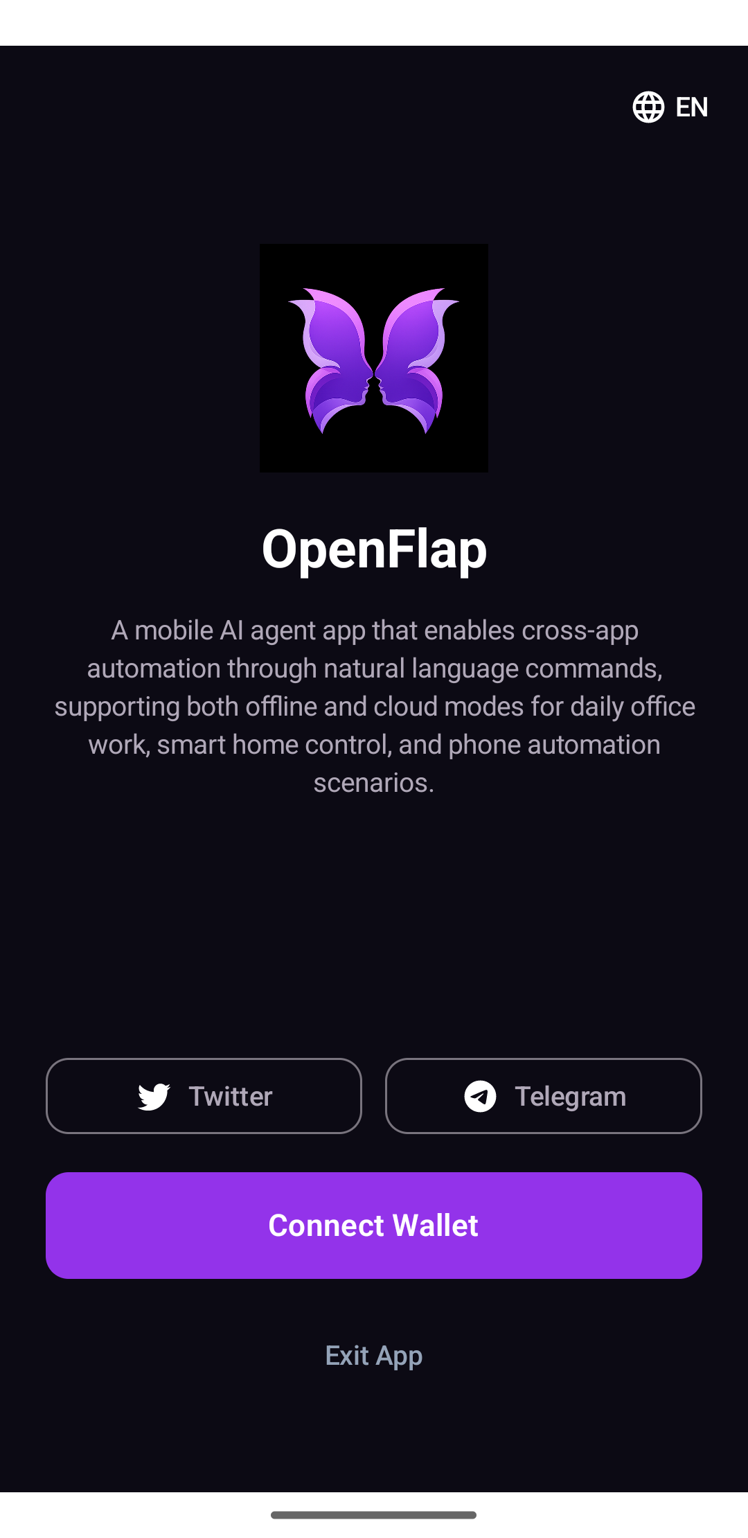 OpenFlap wallet entry screen